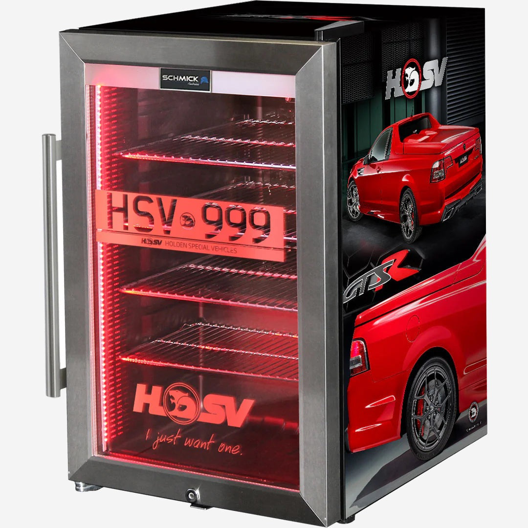 HSV GTSR Maloo branded bar fridge. Great gift idea! Add You Own Number Plate To Door! HUS-SC70-SS-GTSR-Maloo