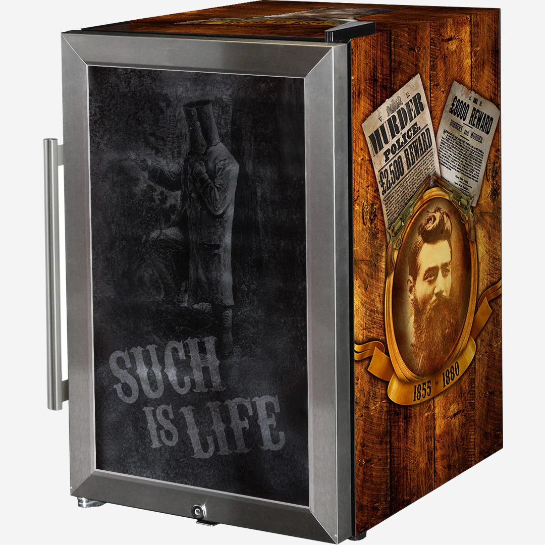 Ned Kelly Designed Glass Door Bar Fridge 70 Litre White HUS-SC70-SS-NED