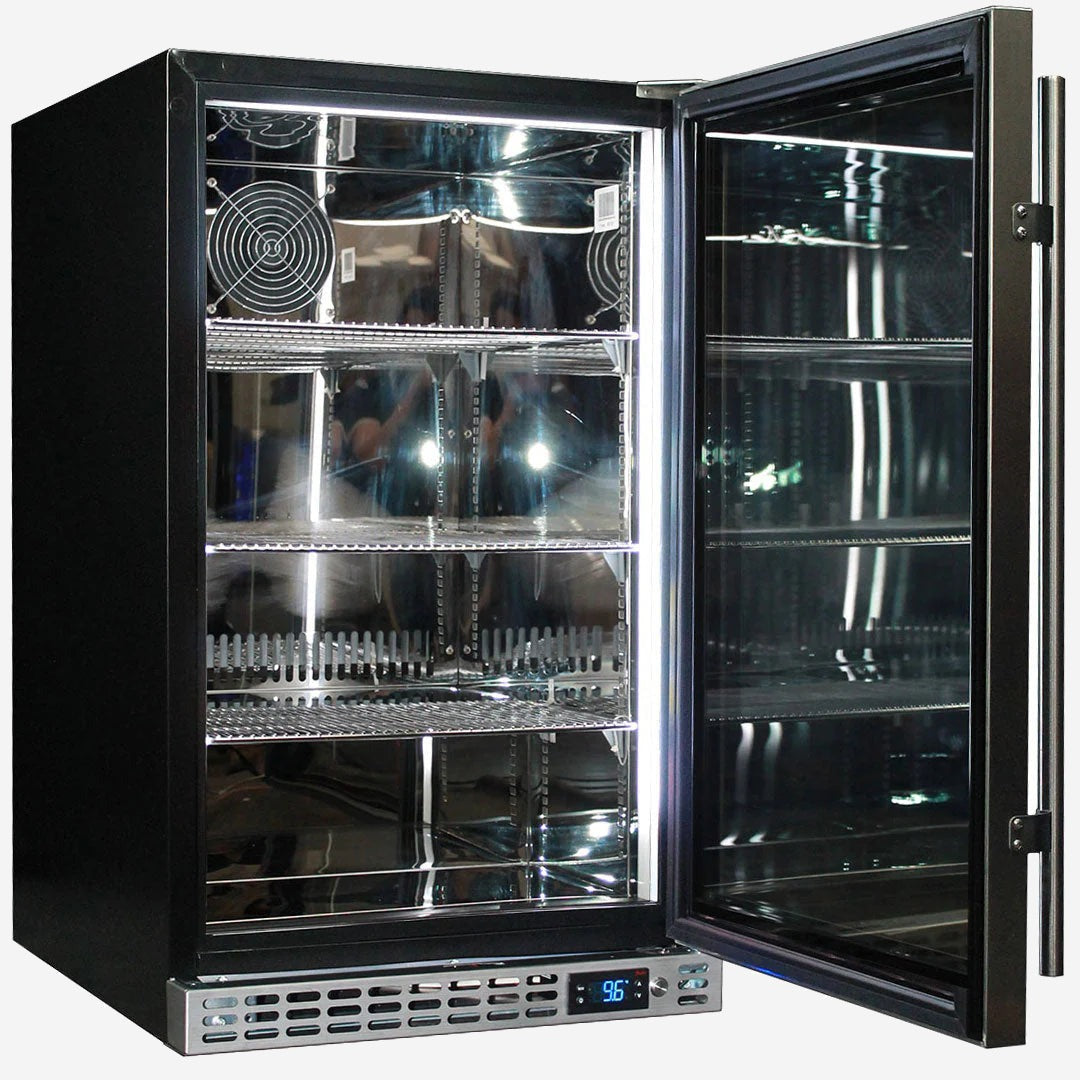 Schmick Quiet Running Front Venting Under Bench Glass Door Bar Fridge Heated Glass Model SK126R-HD