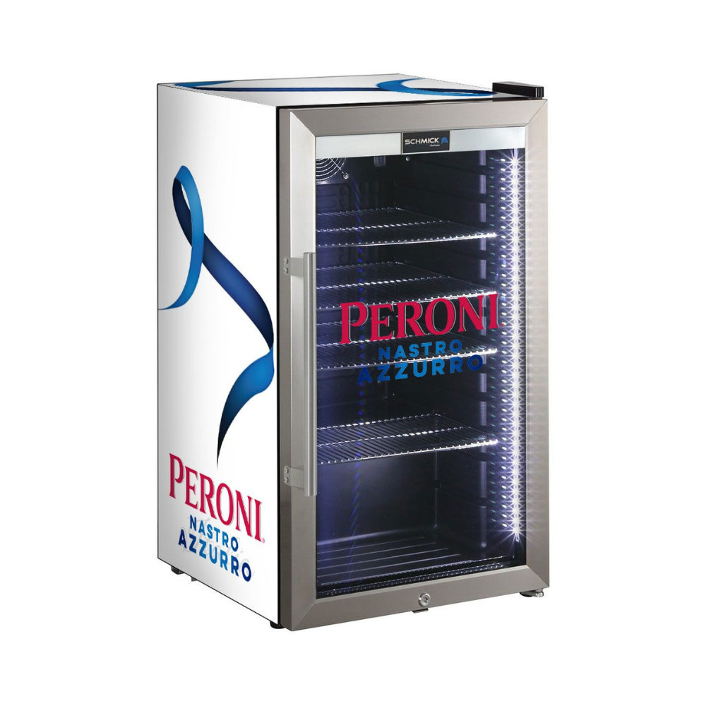 Peroni Themed Alfresco Bar Fridge With Led Strip Lights, Lock and LOW E Glassd