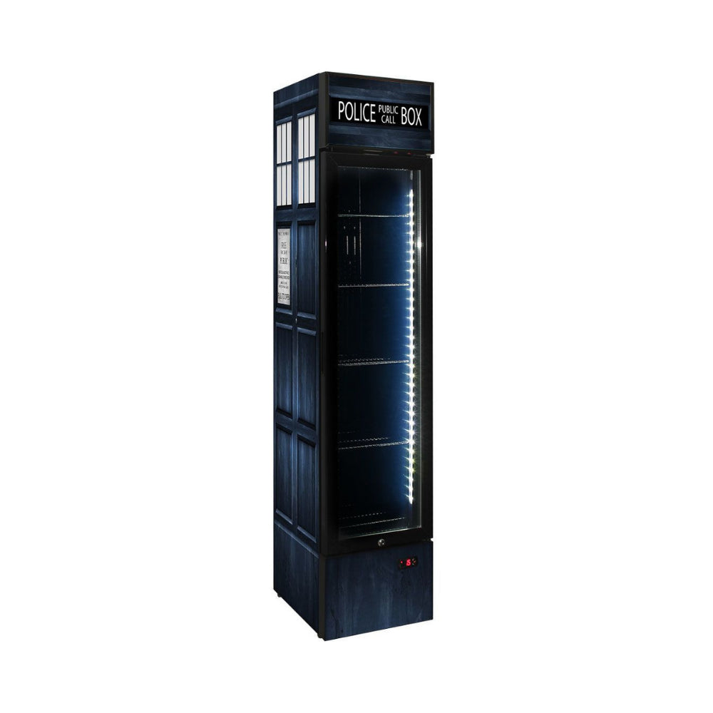 Branded Skinny Upright Bar Fridge With Police Box Design