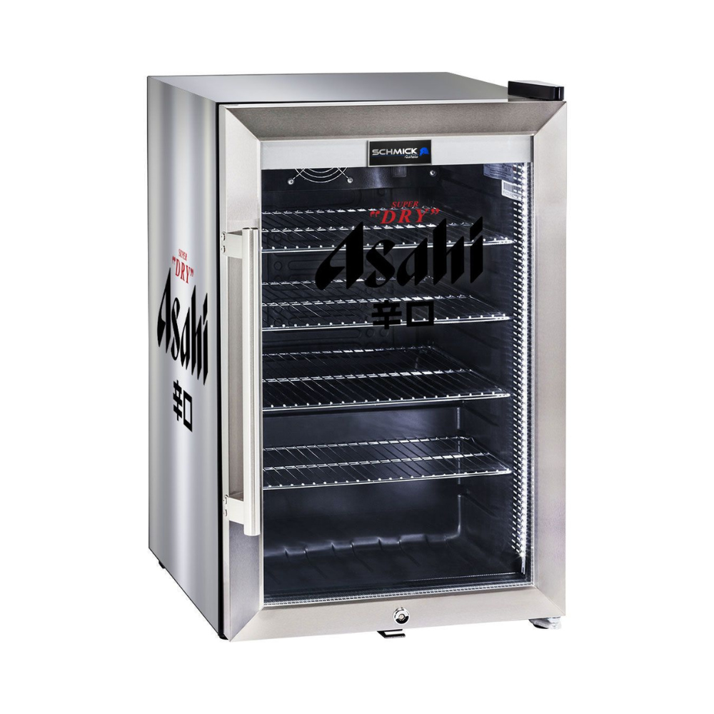 Asahi branded bar fridge, Great gift idea! Great Entertaining Room Or Man Cave Item - Model SC70-SS-W-ASAHI