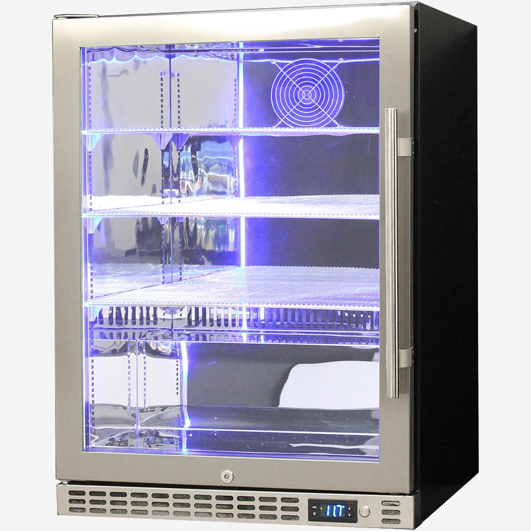 Schmick Quiet Running Front Venting Under Bench Glass Door Bar Fridge Heated Glass Model SK156L-HD