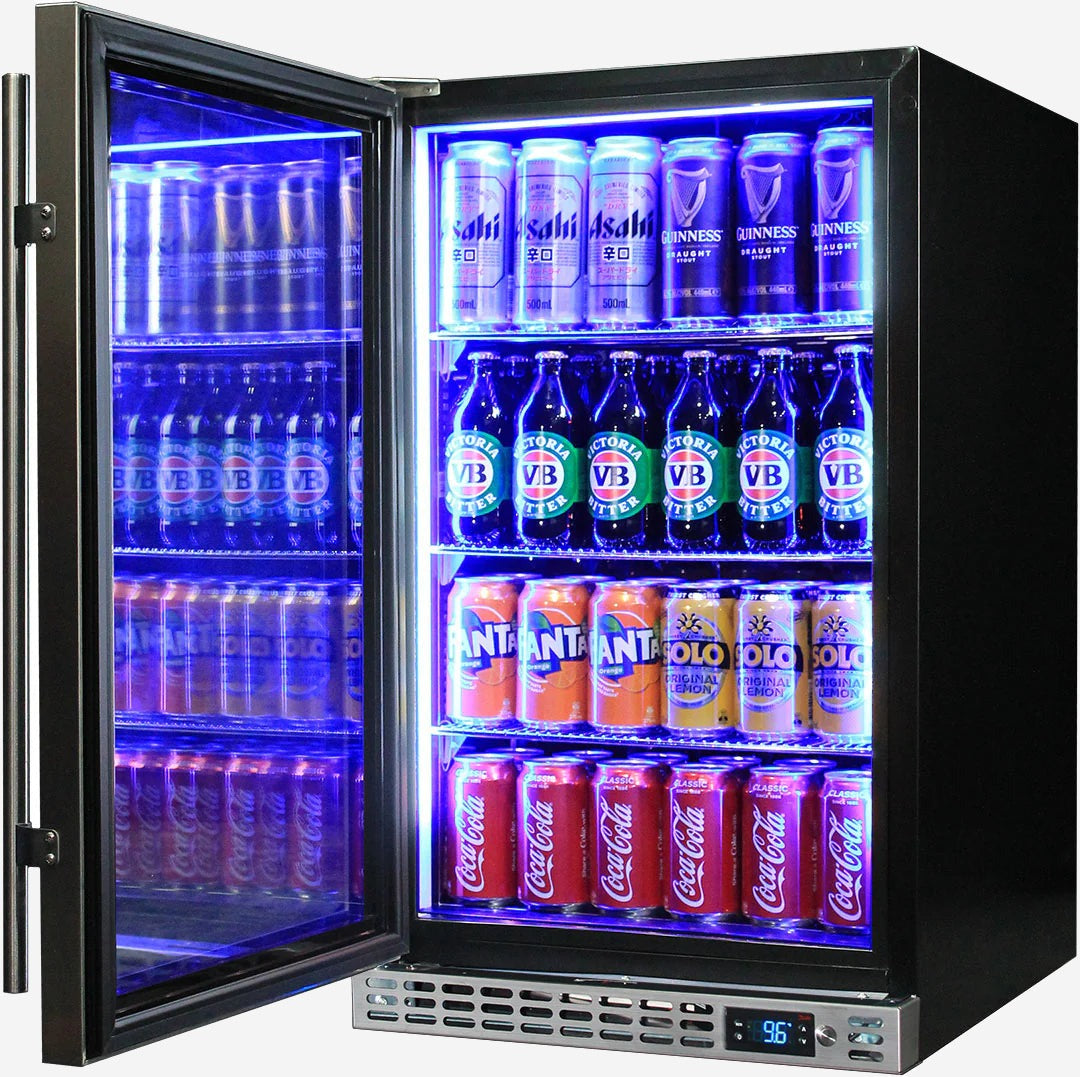 Schmick Quiet Running Front Venting Under Bench Glass Door Bar Fridge Heated Glass Model SK126L-HD