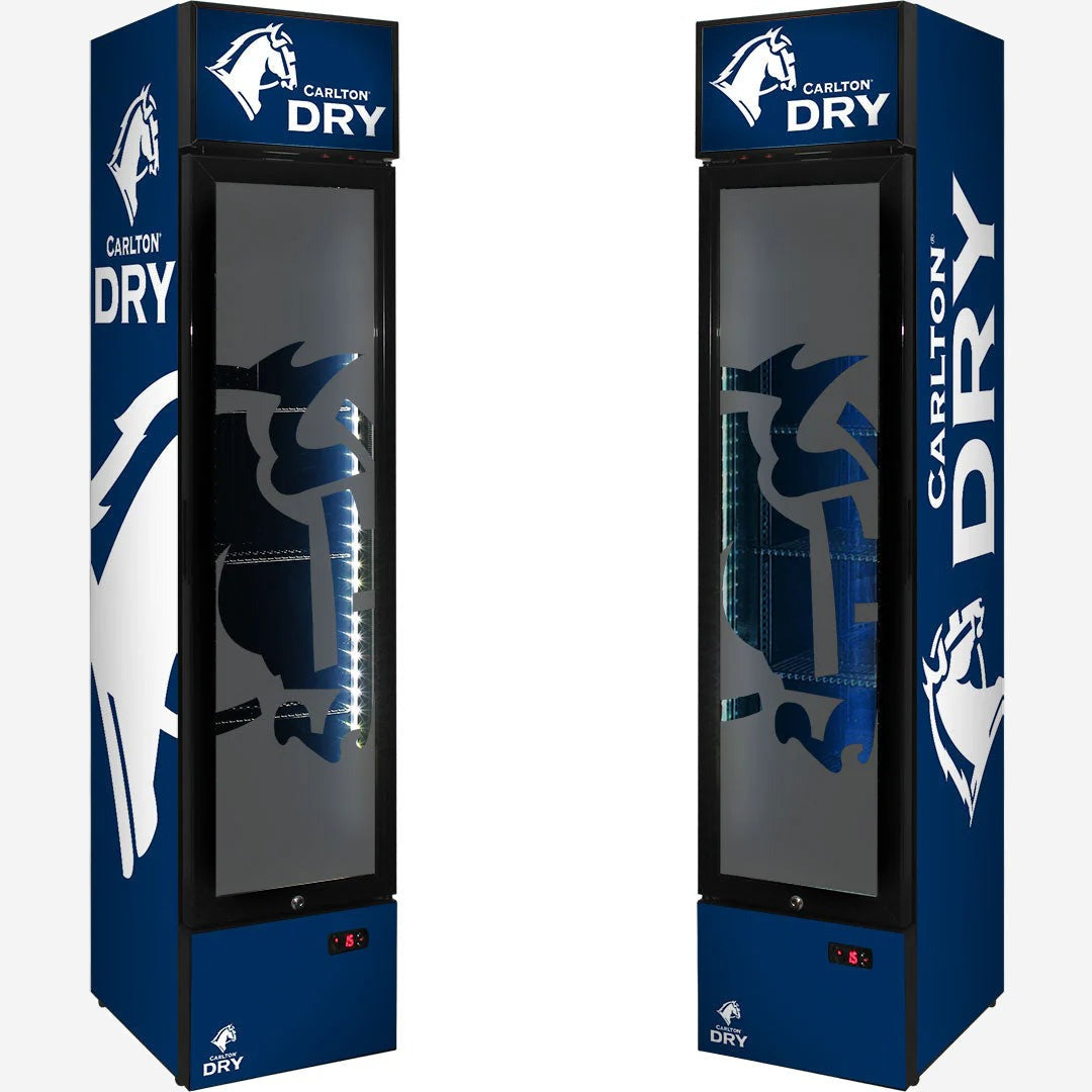 Carlton Dry Branded Skinny Upright Bar Fridge