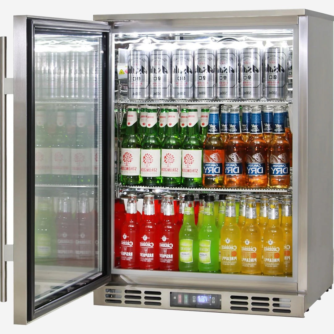 Rhino Stainless Steel 1 Heated Glass Door Bar Fridge With Low Energy Consumption - Left Hinged SG1L-HD