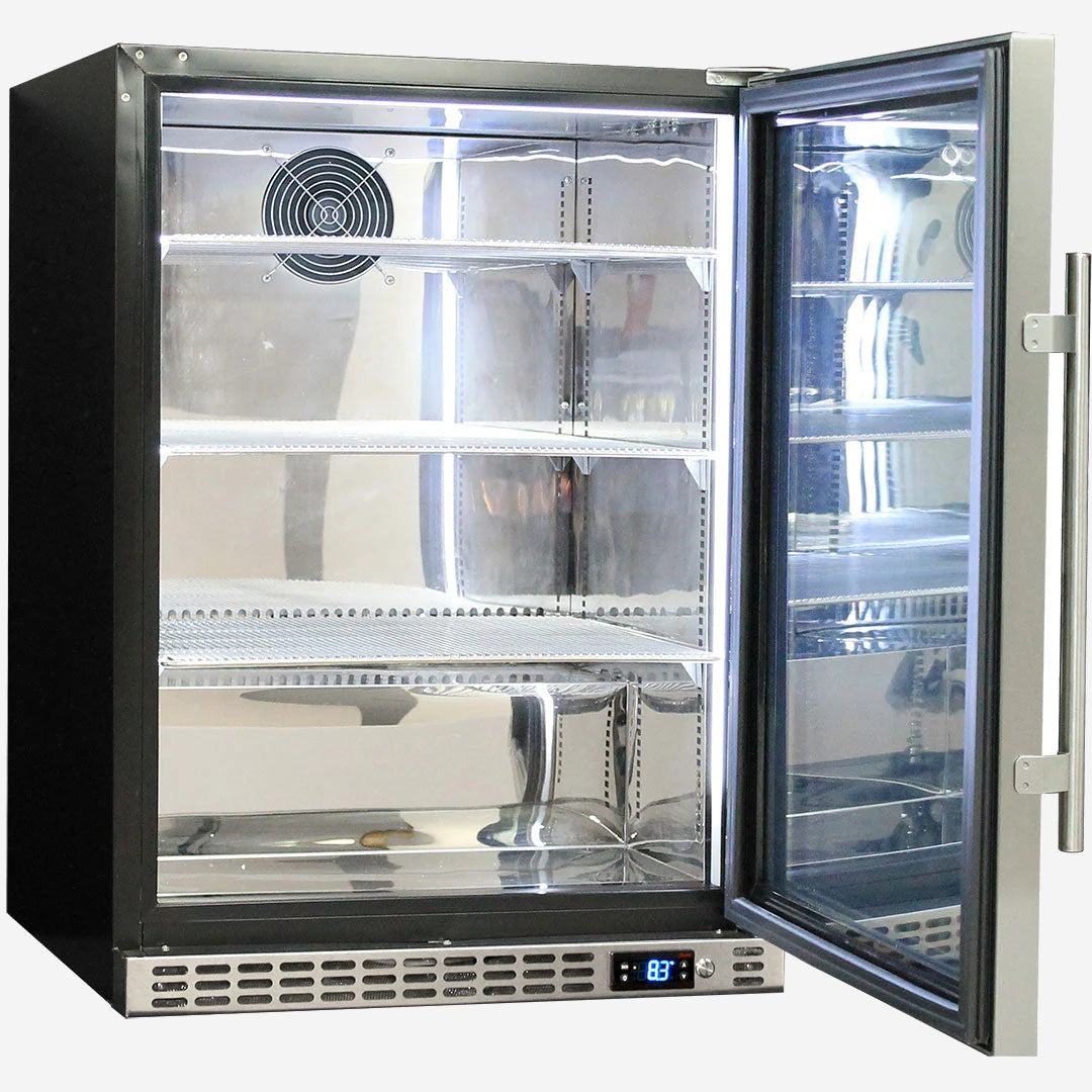 Schmick Quiet Running Front Venting Under Bench Glass Door Bar Fridge Heated Glass Model SK156R-HD