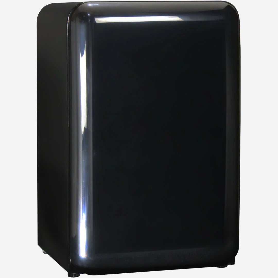 Black Rounded Quiet Running Energy Efficient Mini Bar Fridge Model HUS-RND70B