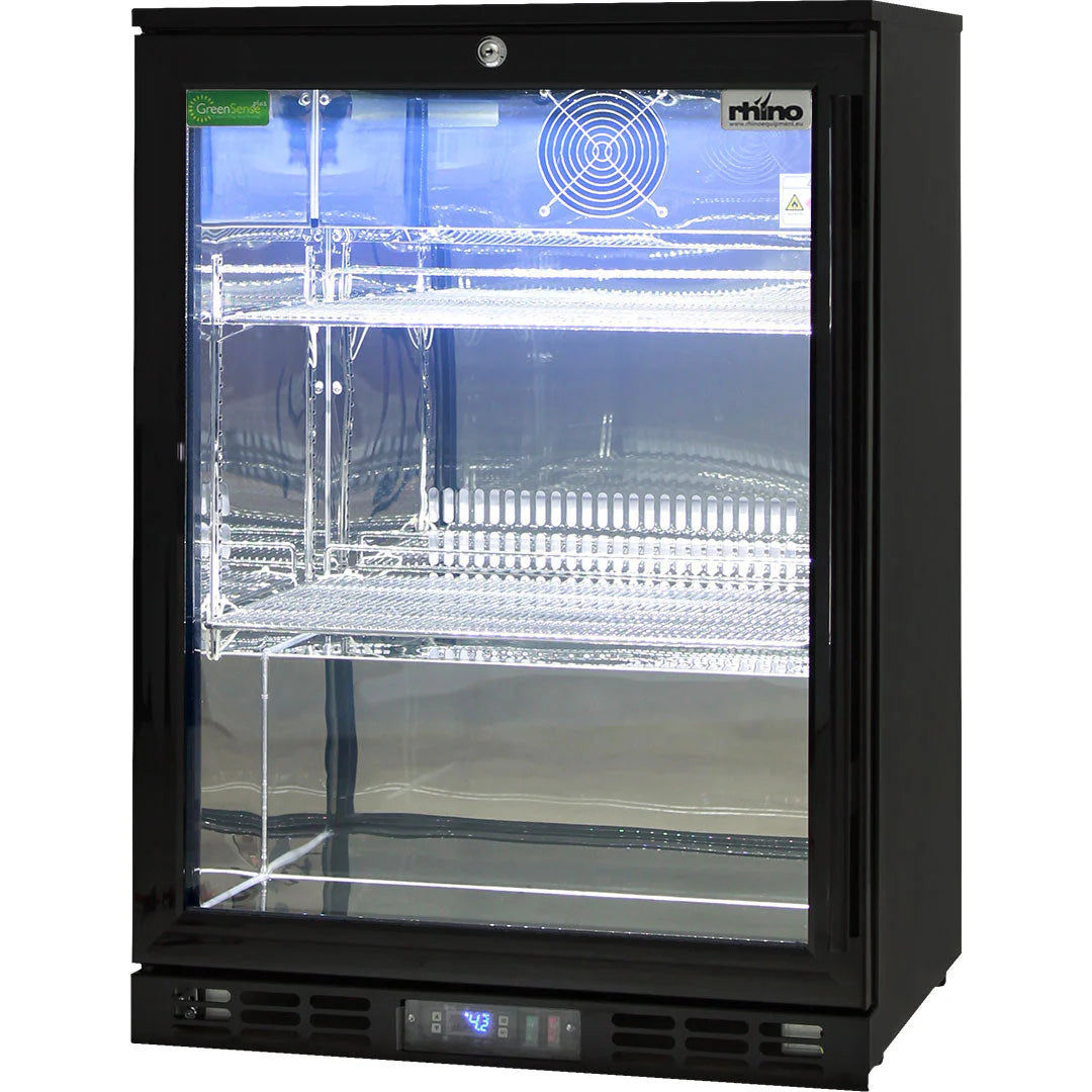Black Commercial Glass 1 Door Bar Fridge Energy Efficient LG Compressor (ON BACKORDER FOR MID MAY)