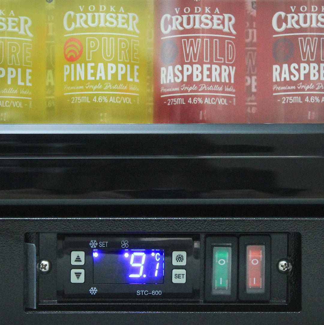 Black Commercial Glass 1 Door Bar Fridge Energy Efficient LG Compressor (ON BACKORDER FOR MID MAY)
