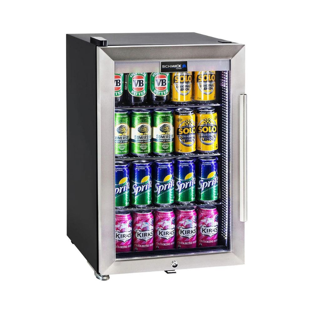 Bar Fridge - Schmick - Tropical Triple Glazed Outdoor Glass Bar Fridge 70 Litre Model HUS-SC70L-SS. White