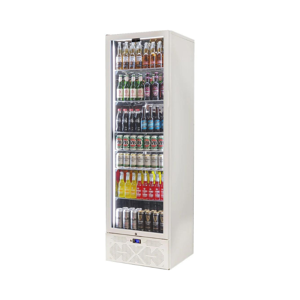 Schmick Classy White Upright Heated Glass 1 Door Bar Fridge - Model SK422L-W-HD (ON BACK ORDER FOR LATE AUGUST 2024)