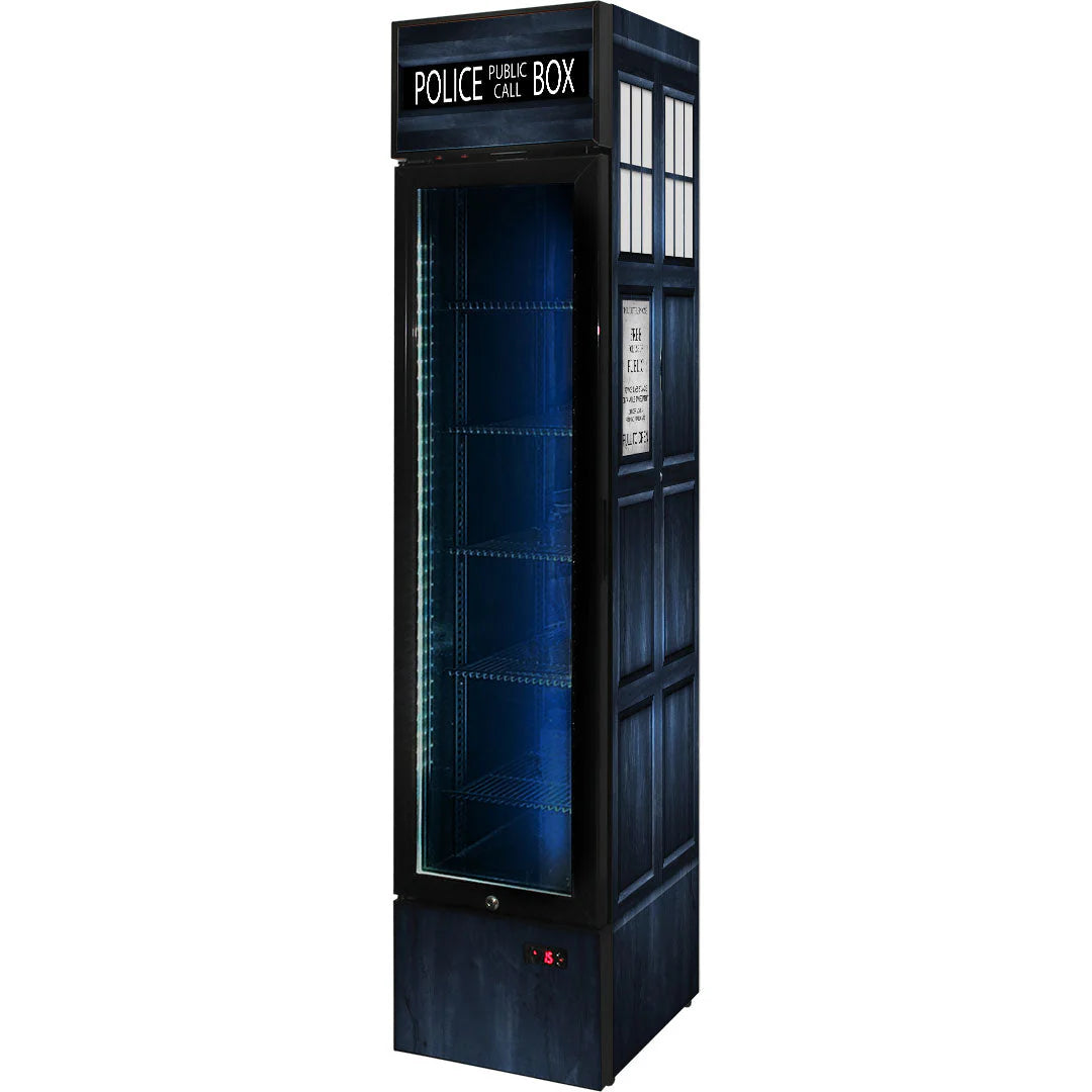 Branded Skinny Upright Bar Fridge With Police Box Design