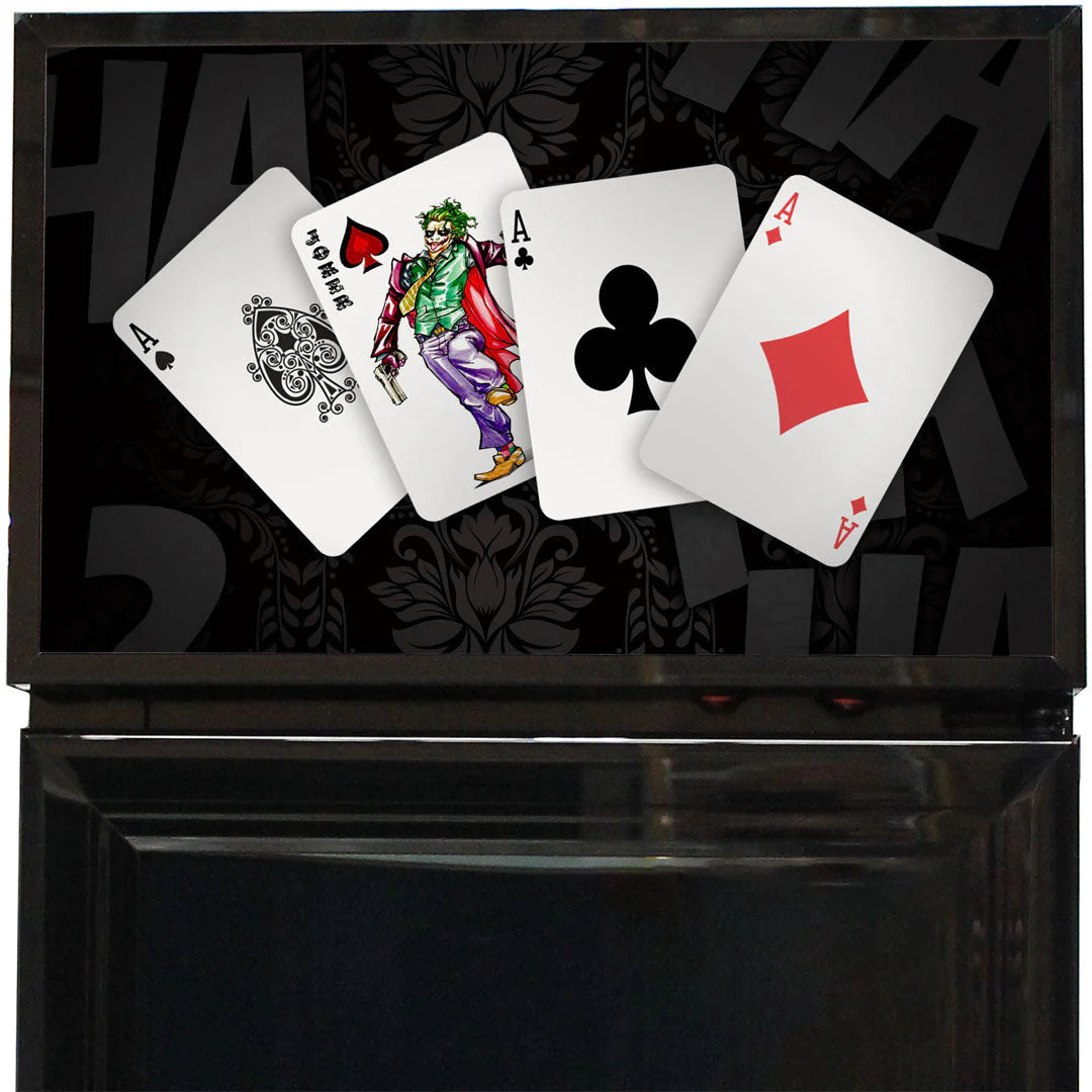 Branded Skinny Upright Bar Fridge With 'Joker' Playing Card Design
