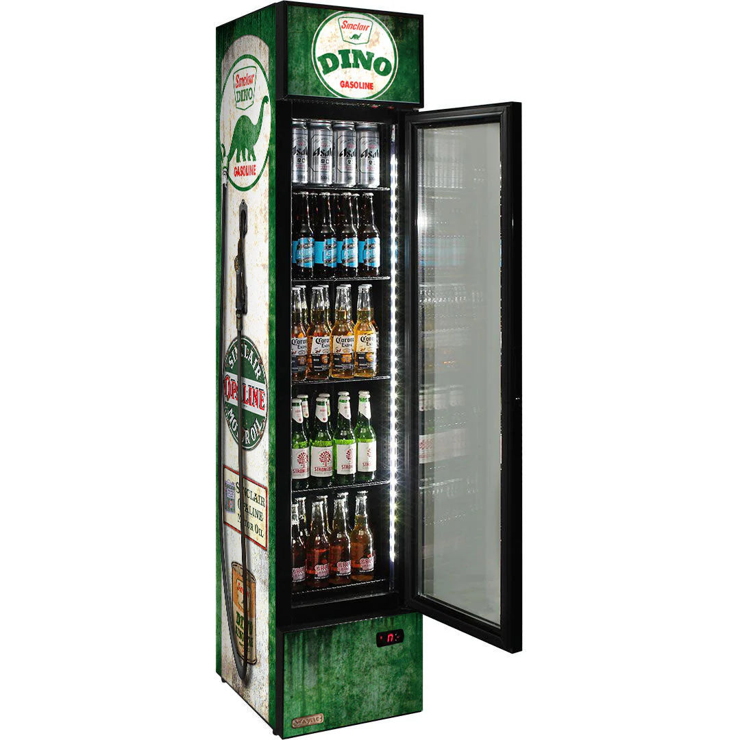 Dino - Fuel Pump Branded Skinny Upright Bar Fridge