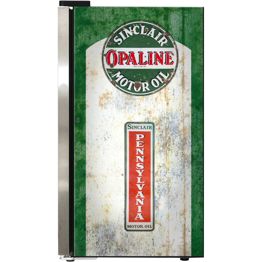 Dino Schmick Vintage Fuel Pump Triple Glazed Alfresco Bar Fridge With LED Strip Lights - Model HUS-SC88-FP-DINO
