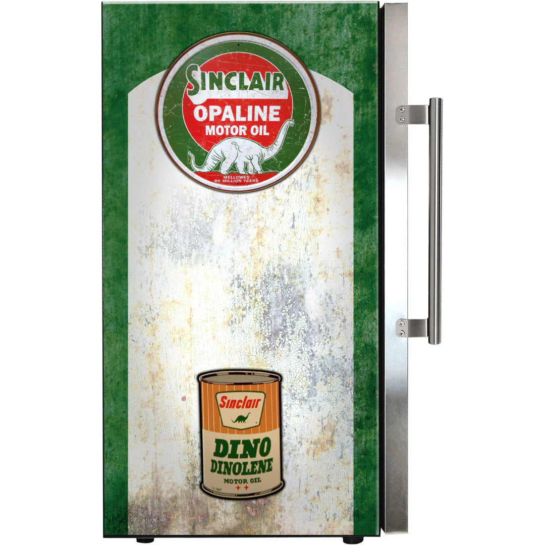 Dino Schmick Vintage Fuel Pump Triple Glazed Alfresco Bar Fridge With LED Strip Lights - Model HUS-SC88-FP-DINO