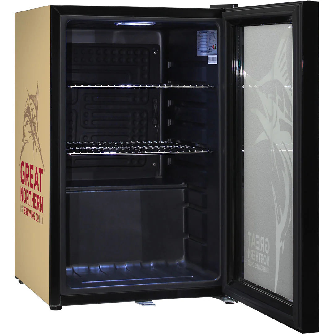 Great Northern Branded Glass Door Bar Fridge With Cool Frosted Door Logo