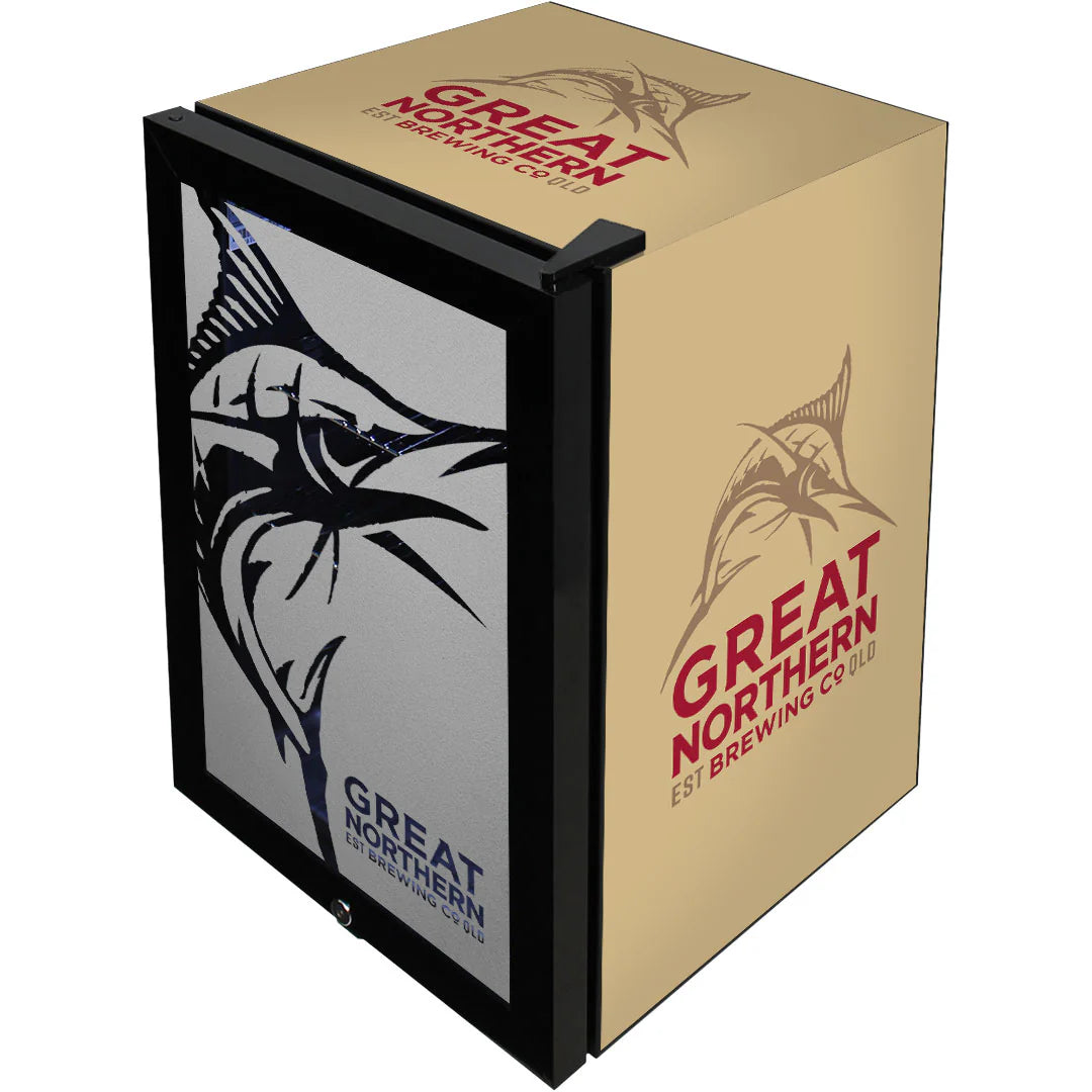 Great Northern Branded Glass Door Bar Fridge With Cool Frosted Door Logo