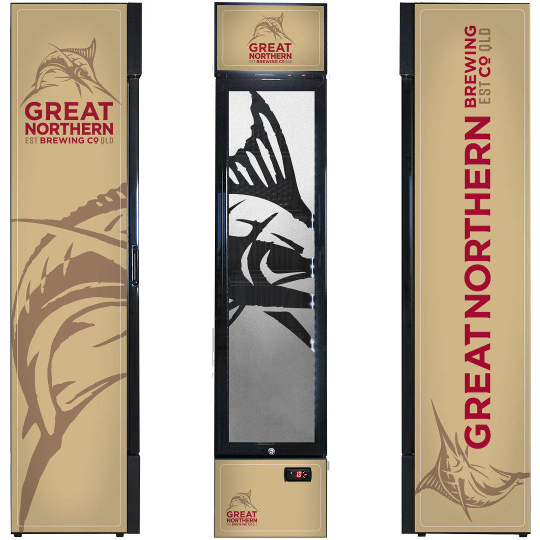 Great Northern Branded Skinny Upright Bar Fridge Add