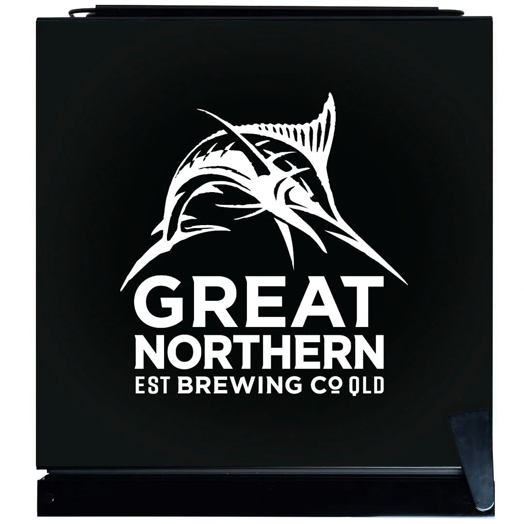 Great Northern Super Crisp Branded Glass Door Bar Fridge With Cool Frosted Door Logo