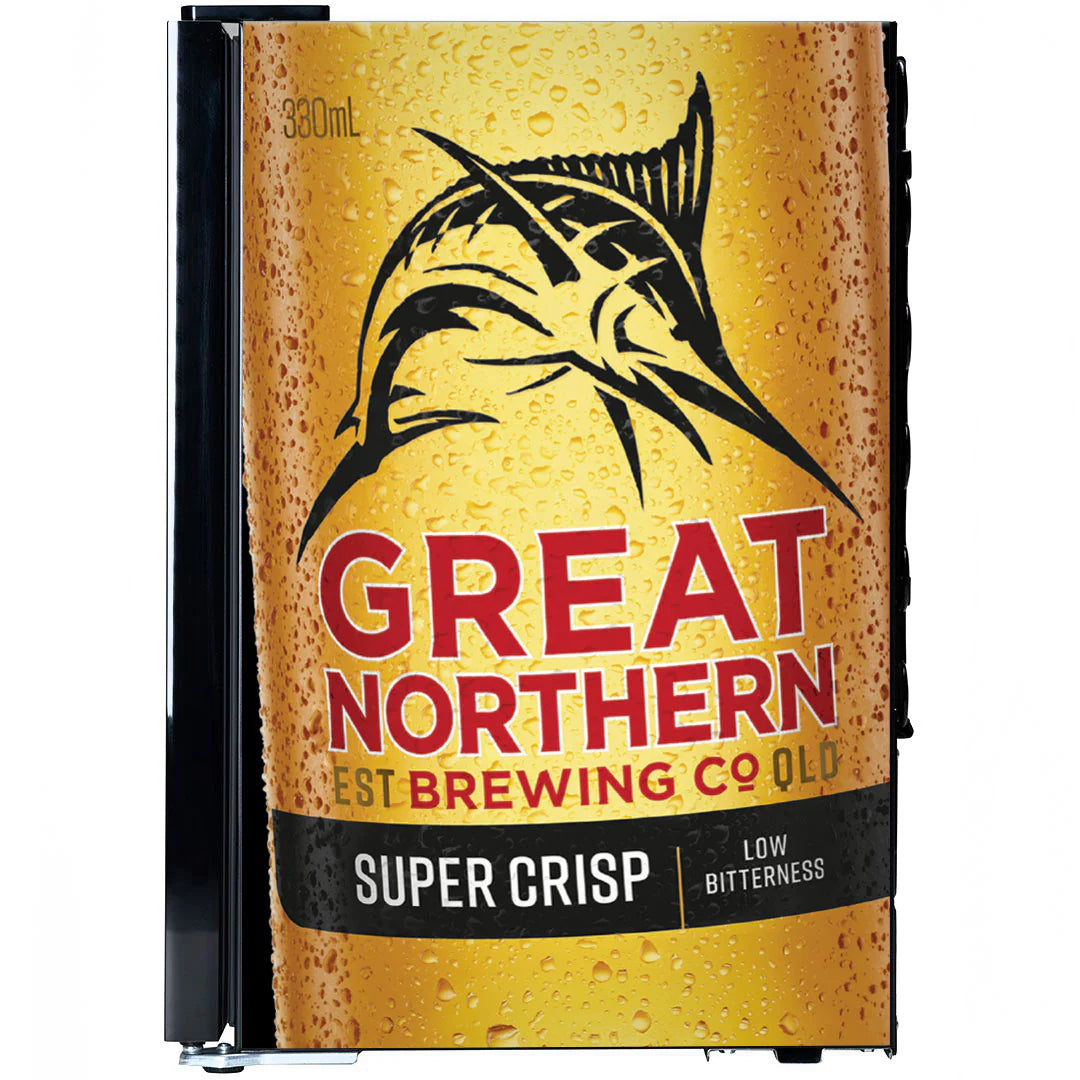 Great Northern Super Crisp Branded Glass Door Bar Fridge With Cool Frosted Door Logo