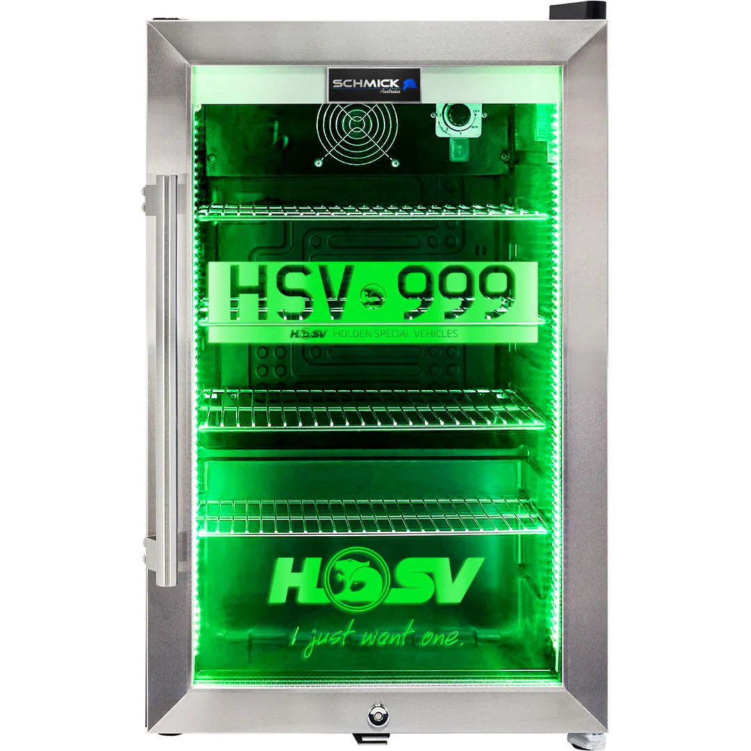 HSV GTSR branded bar fridge. Great gift idea! Add You Own Number Plate To Door! HUS-SC70-SS-GTSR