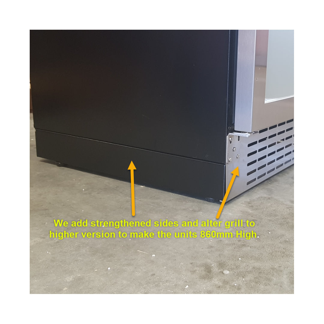 Bar Fridge - Schmick Under Bench Glass Door Bar Fridge Triple Glazed - Model JC132B Right Hinged