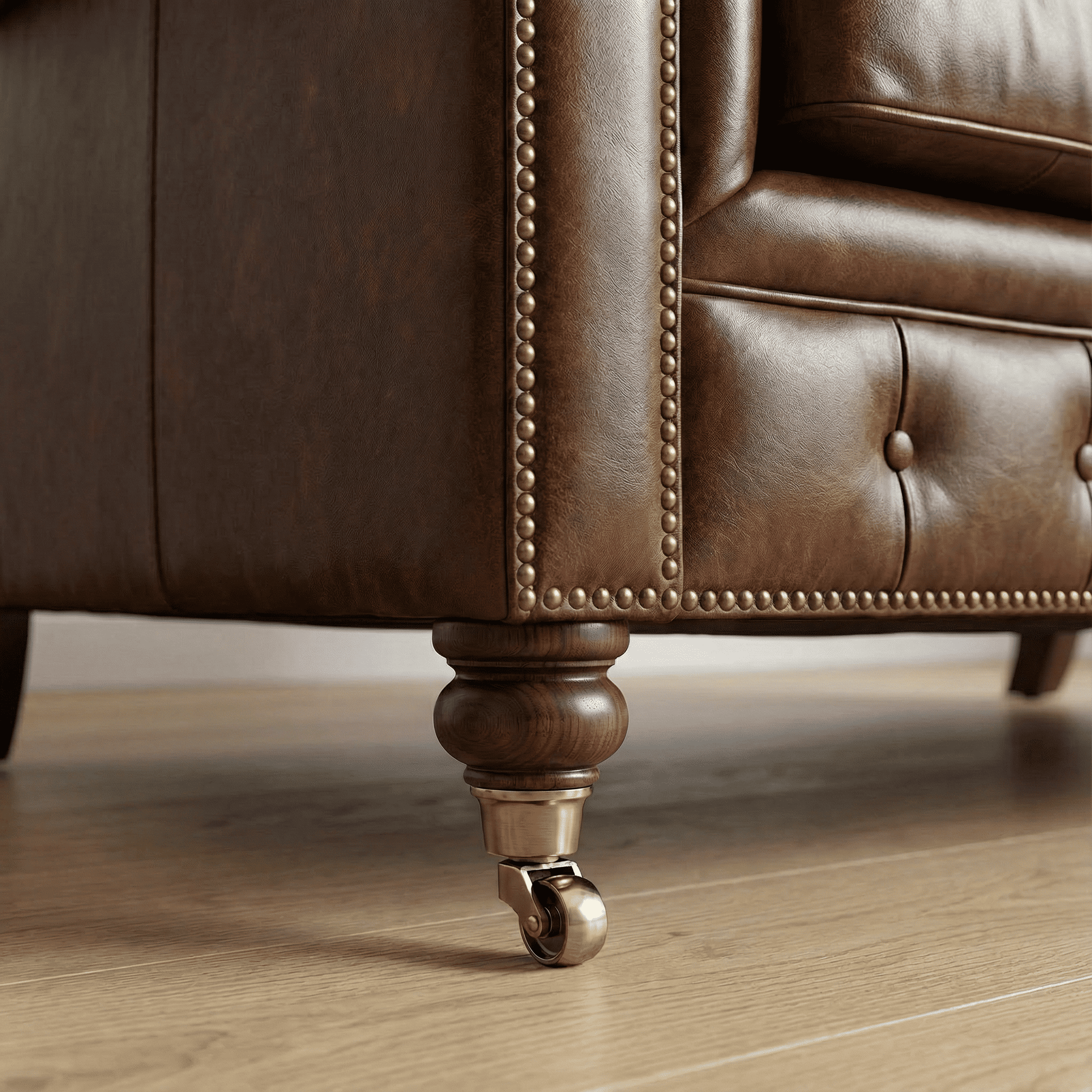 Winston Two Seat Classic Vintage Leather Chesterfield Lounge – Camel Brown