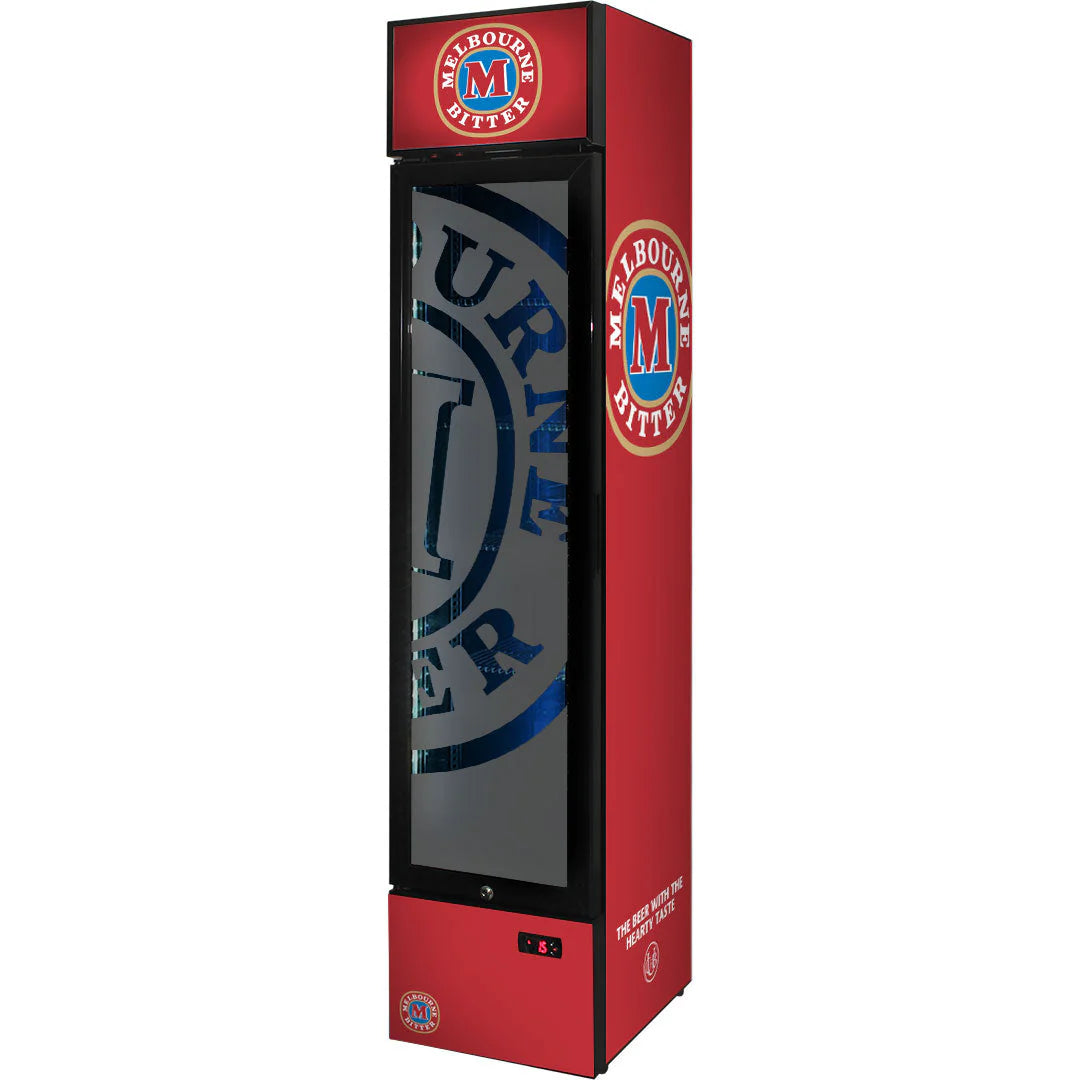 Melbourne Bitter Branded Skinny Upright Bar Fridge