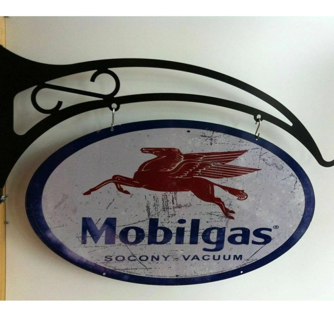 Mobile Gas Retro Oval Design Hanging Sign