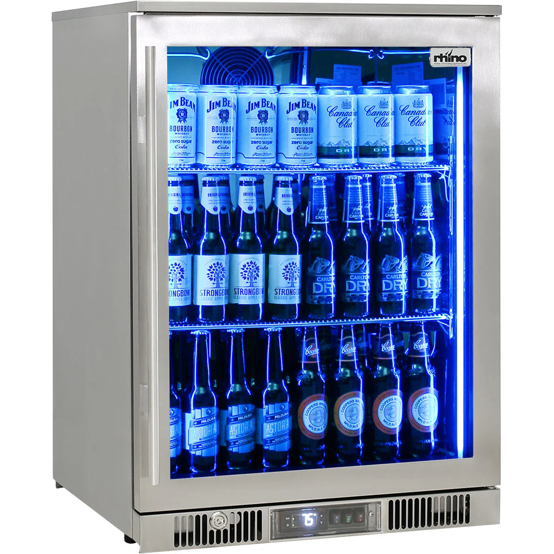 Outdoor Rhino ENVY 1 Door Bar Fridge Coldest Beer 43ºC+ Best Alfresco 316 Stainless Quiet With No Condensation