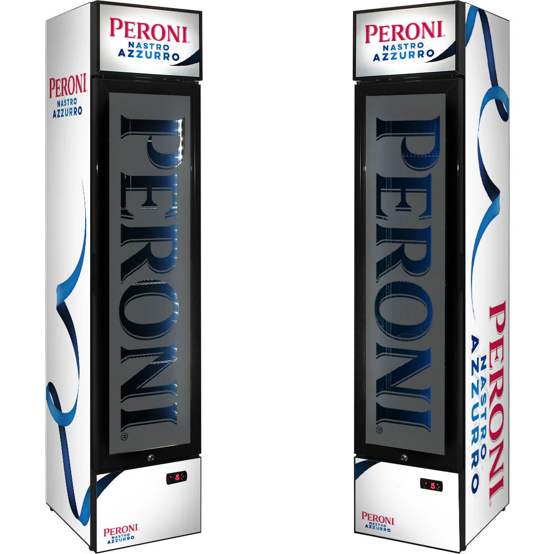 Peroni Branded Skinny Upright Bar Fridge