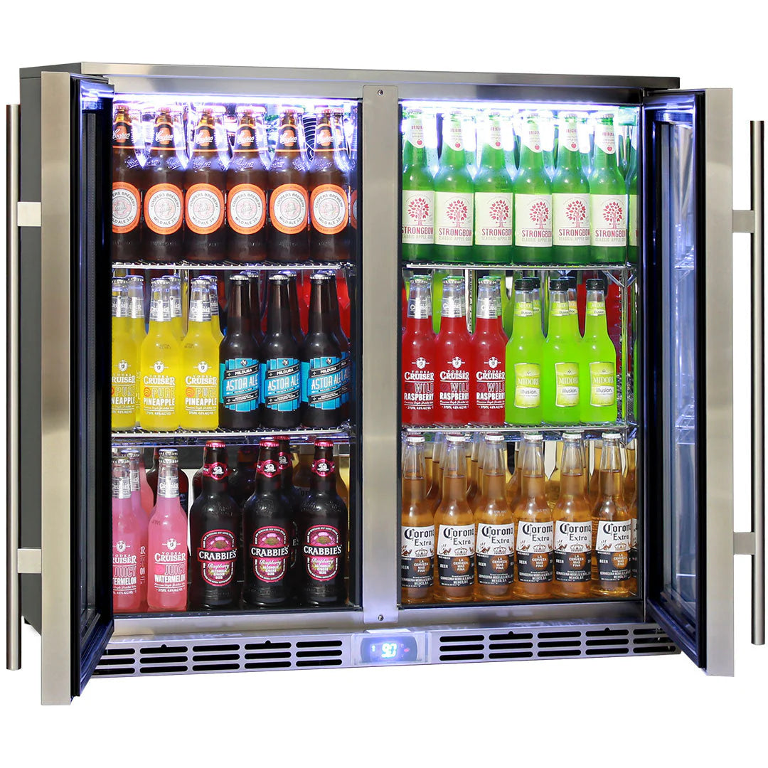 Rhino Glass 2 Door Energy Efficient Alfresco 208L Bar Fridge with LOW E Glass