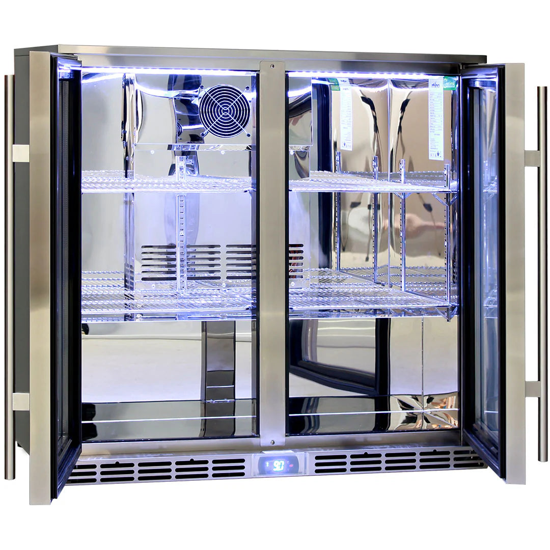 Rhino Glass 2 Door Energy Efficient Alfresco 208L Bar Fridge with LOW E Glass