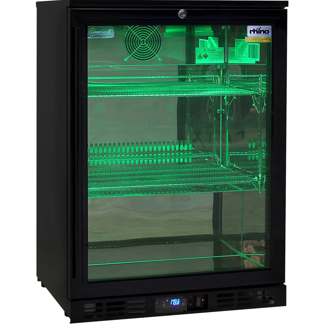Rhino Night Club Commercial Multi Light Colored Black 1 Door Bar Fridge