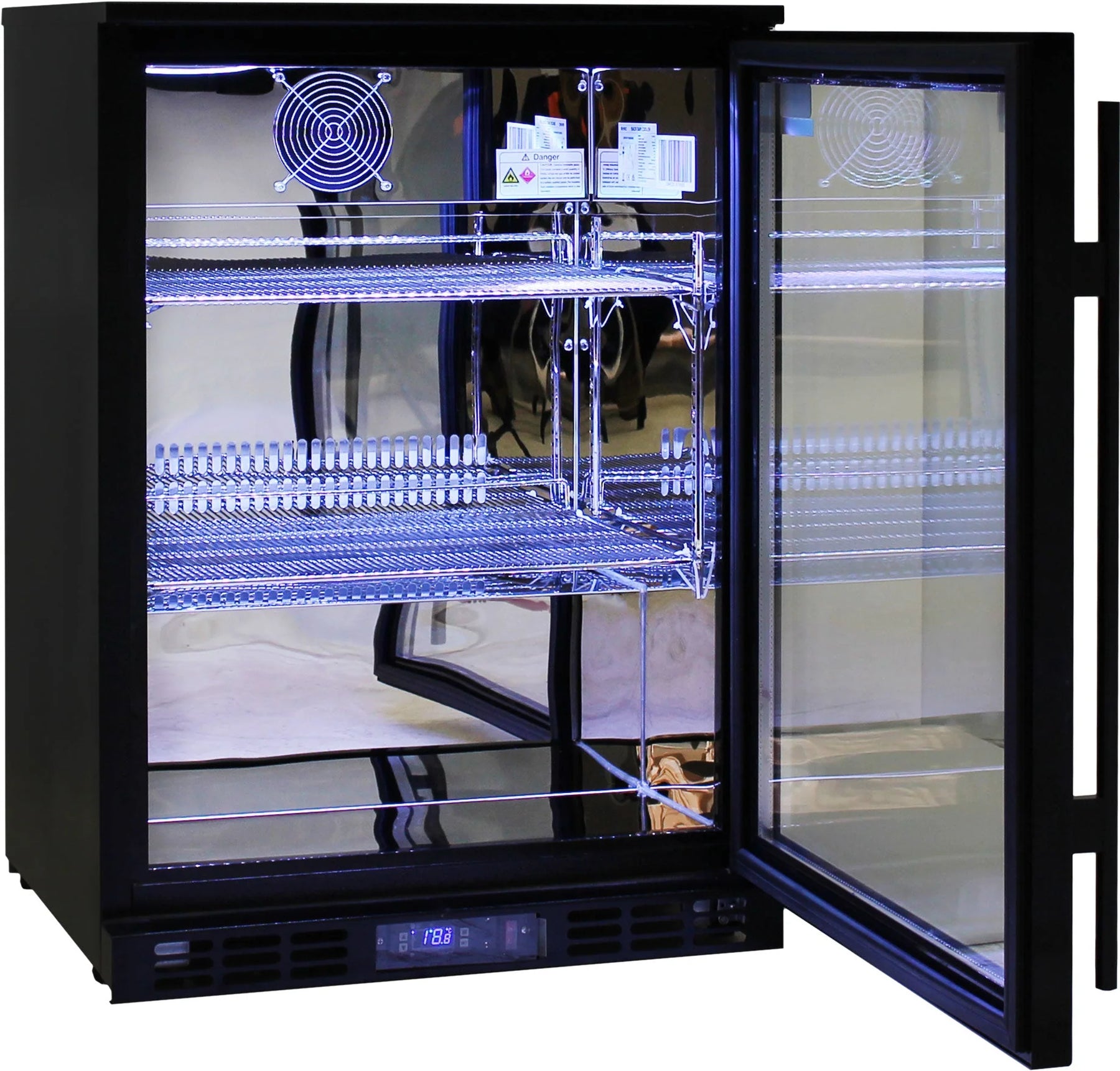 Rhino Night Club Commercial Multi Light Colored Black 1 Door Bar Fridge