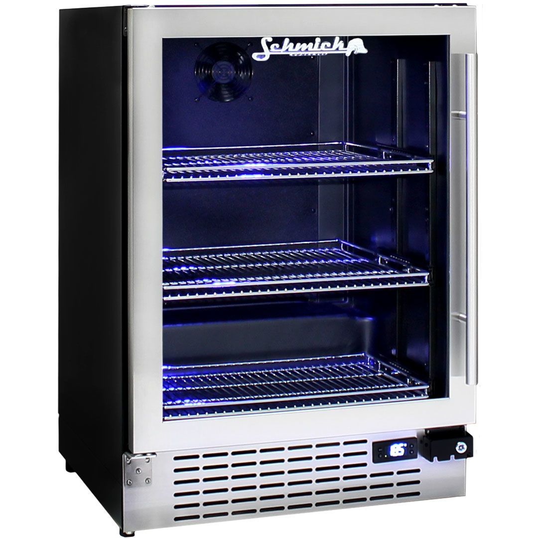Bar Fridge - Schmick Under Bench Glass Door Bar Fridge Triple Glazed - Model JC132B Right Hinged