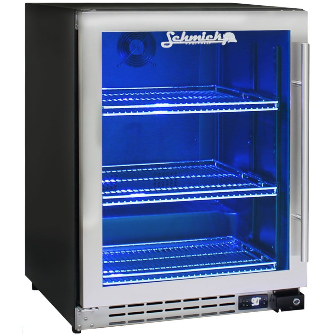 Bar Fridge - Schmick Under Bench Glass Door Bar Fridge Triple Glazed - Model JC132B Right Hinged