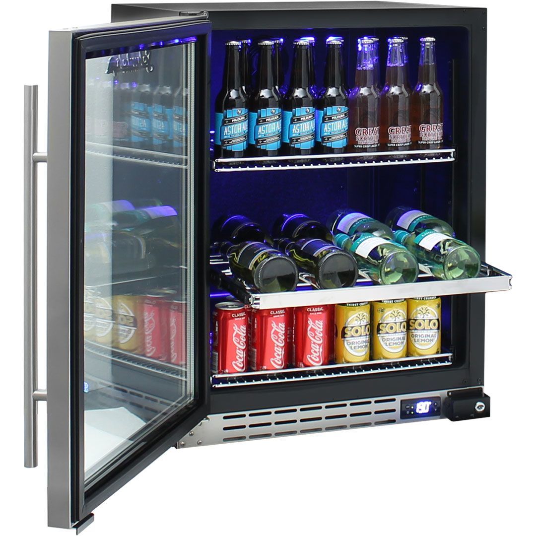 Bar Fridge - Schmick Under Bench Glass Door Bar Fridge Triple Glazed - Model JC132B Right Hinged