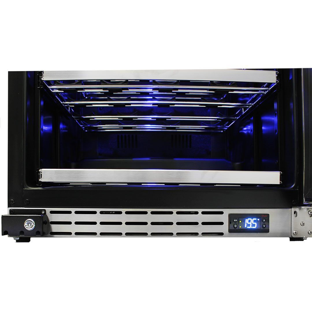 Bar Fridge - Schmick Under Bench Glass Door Bar Fridge Triple Glazed - Model JC132B Right Hinged