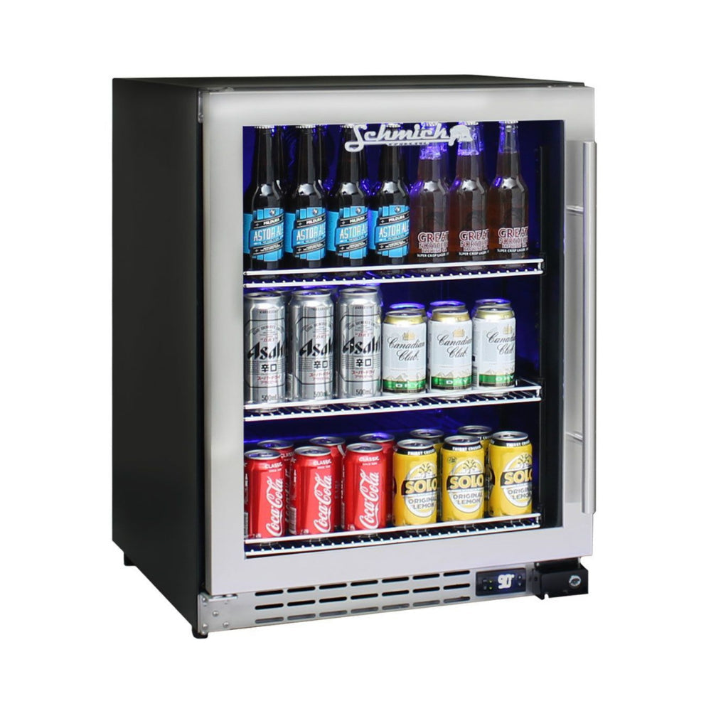 Bar Fridge - Schmick Under Bench Glass Door Bar Fridge Triple Glazed - Model JC132B Right Hinged