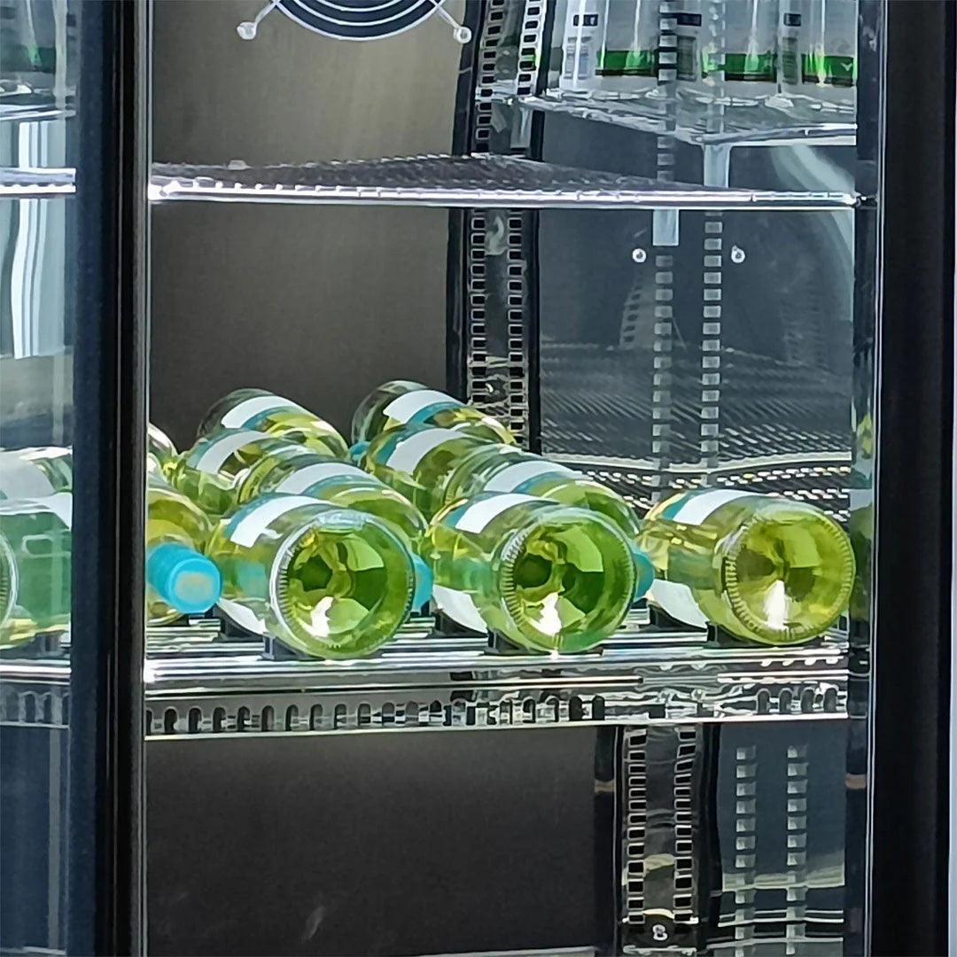 Schmick 3 Door Quiet Running Triple Glazed Black Glass Door Bar Fridge