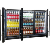 Schmick Black 3 Door Quiet Running Heated Glass Door Bar Fridge Model SK386-B-HD