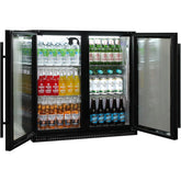 Schmick Black Bar Fridge 2 Door With Heated Glass and Triple Glazing Model SK190-B