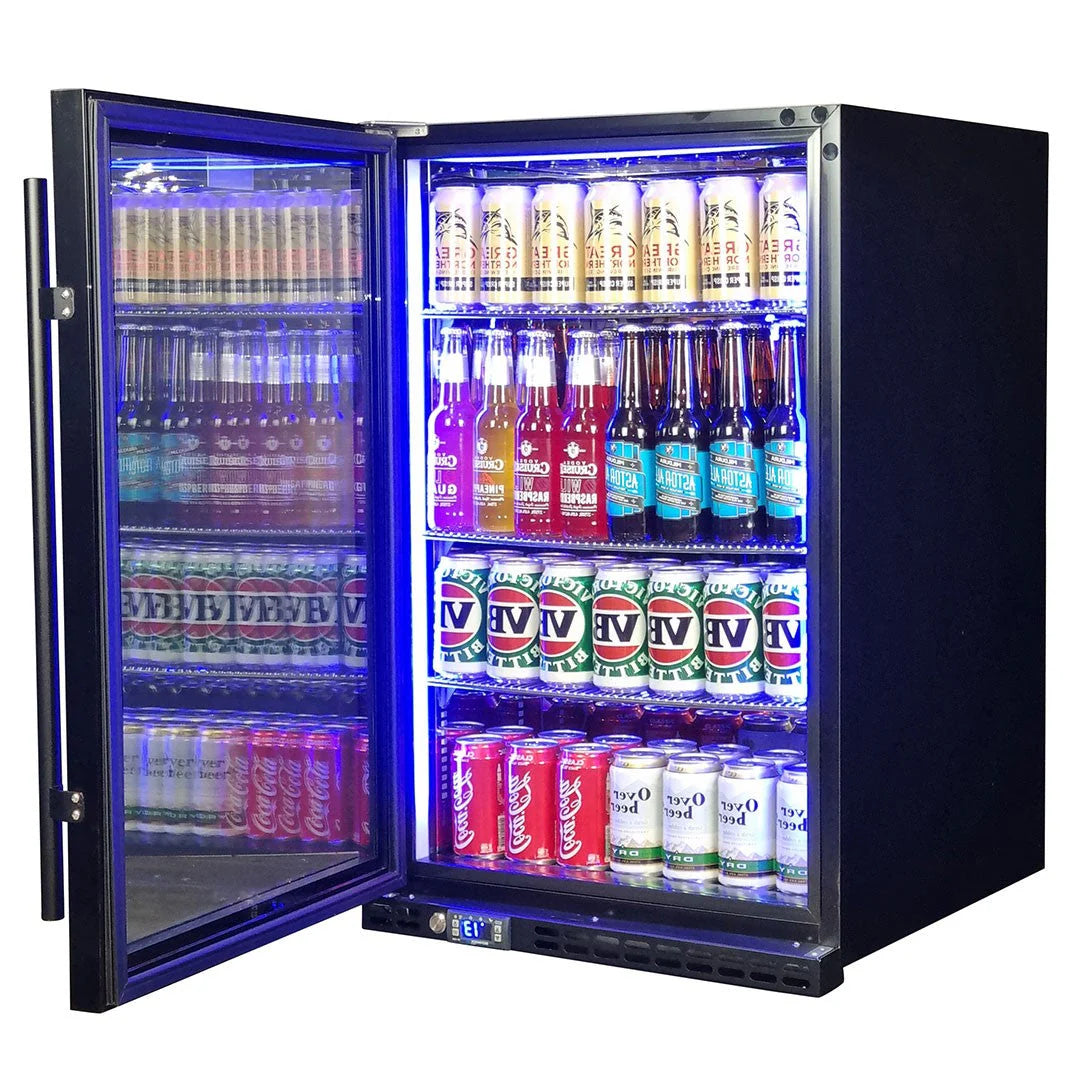 Schmick Black Quiet Front Venting Under Bench Heated Glass Door Bar Fridge Model SK146L-B-HD (ON BACK ORDER END SEPT)