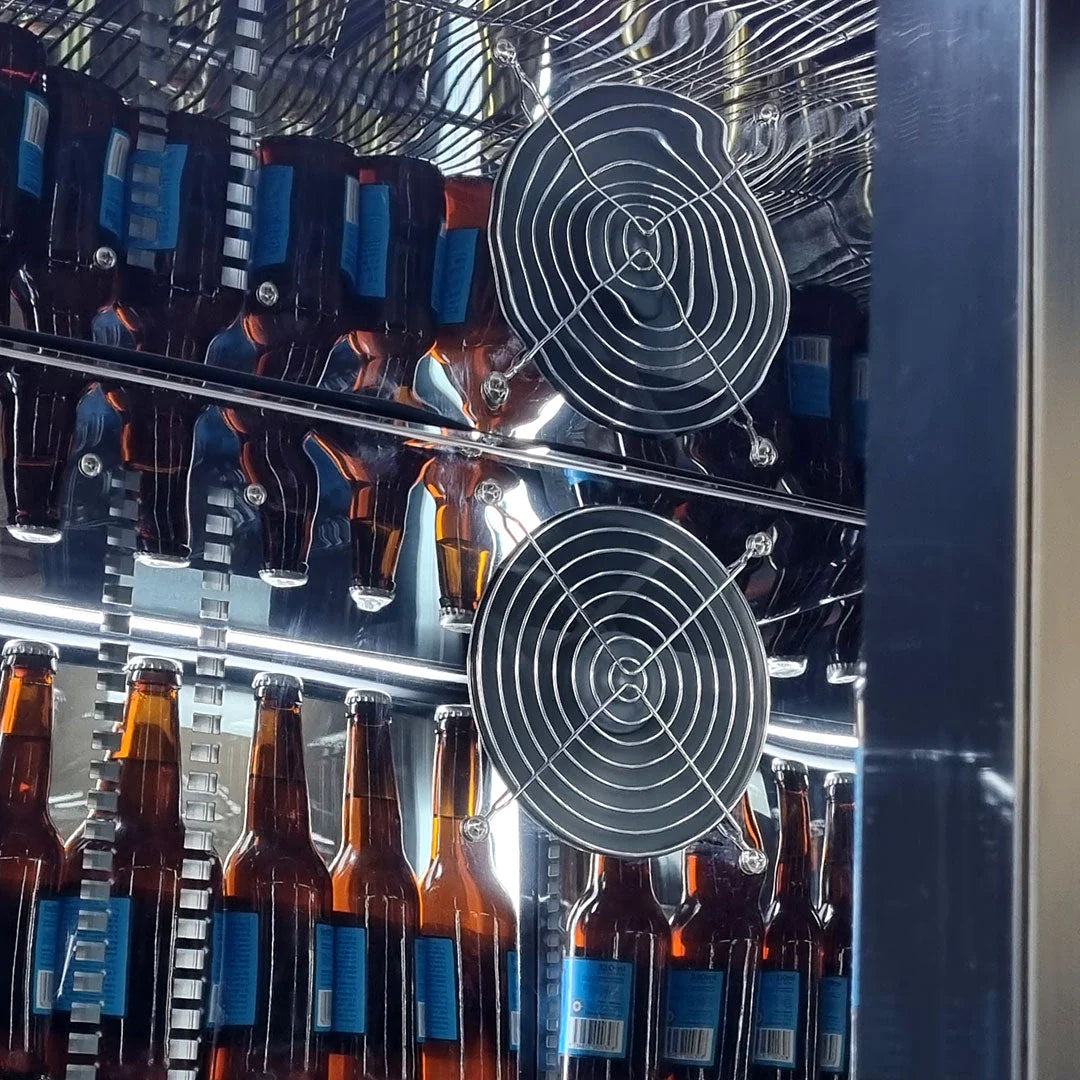 Schmick Black Quiet Running Front Venting Under Bench Triple Glazed 2 Door Bar Fridge Model SK245-B