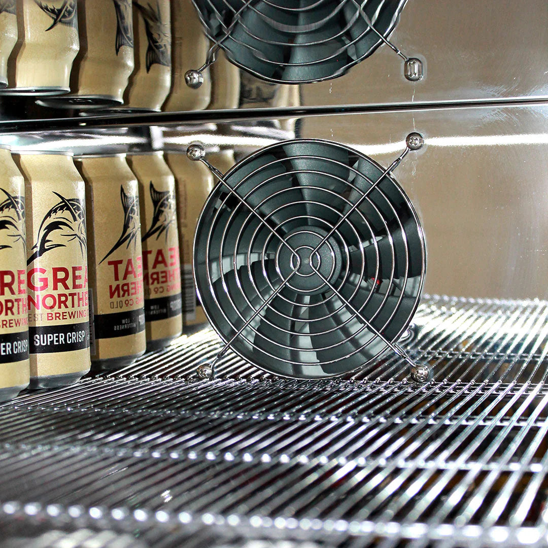 Schmick Black Quiet Running Front Venting Under Bench Triple Glazed 2 Door Bar Fridge Model SK245-B