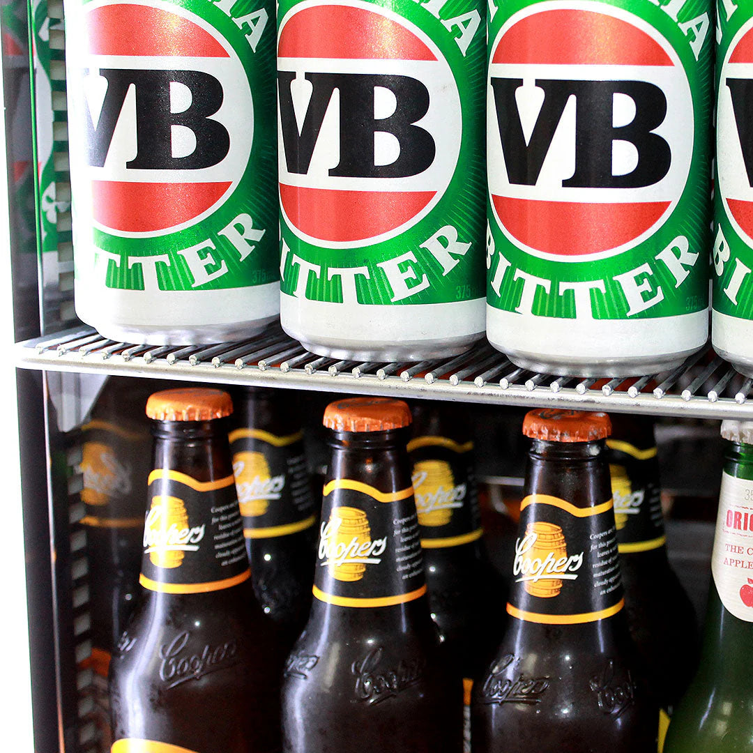 Schmick Black Quiet Running Front Venting Under Bench Triple Glazed 2 Door Bar Fridge Model SK245-B