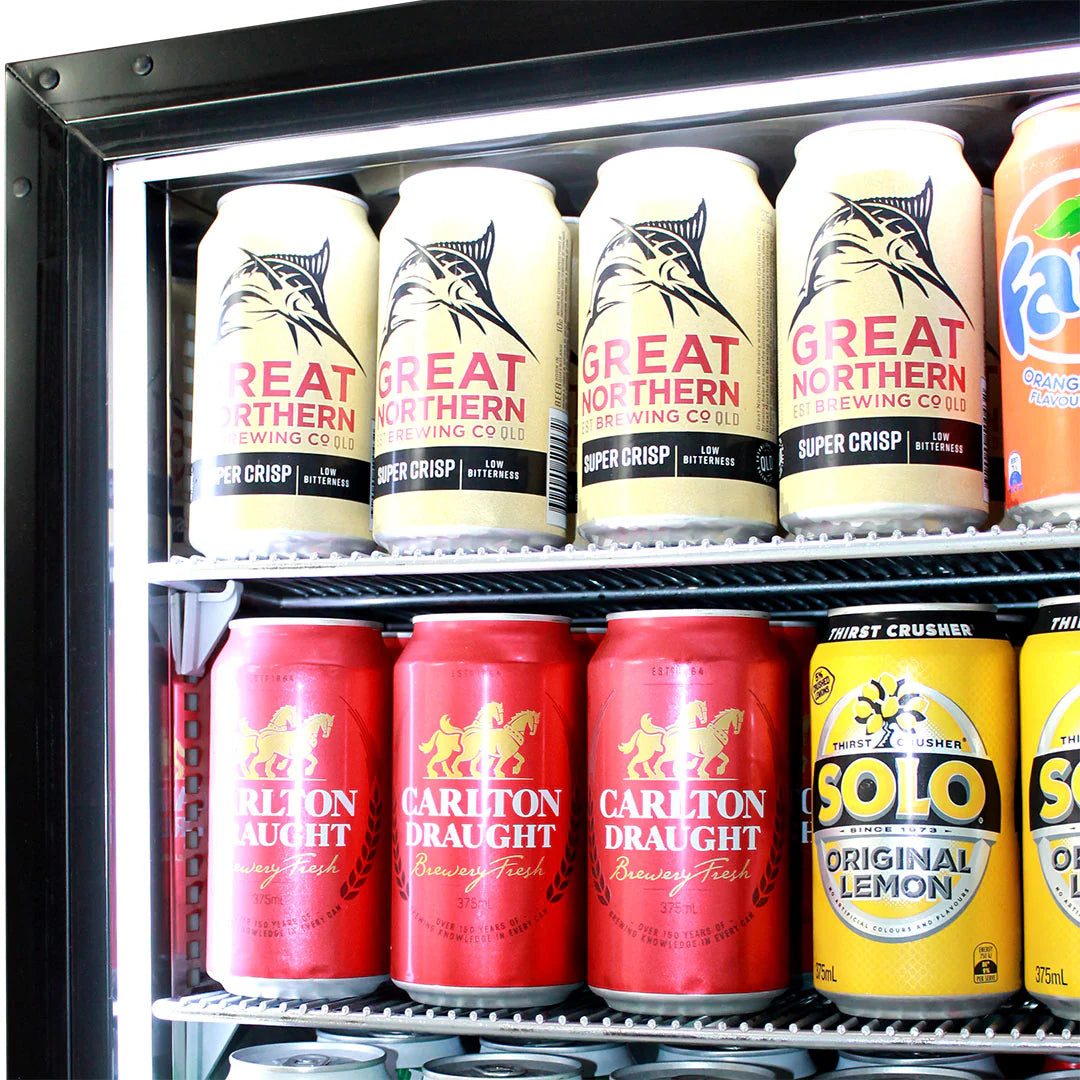 Schmick Black Quiet Running Front Venting Under Bench Triple Glazed 2 Door Bar Fridge Model SK245-B